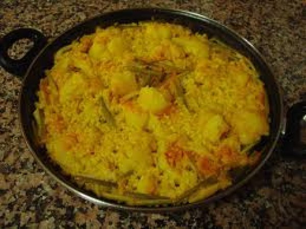 Arroz con coliflor y bacalao