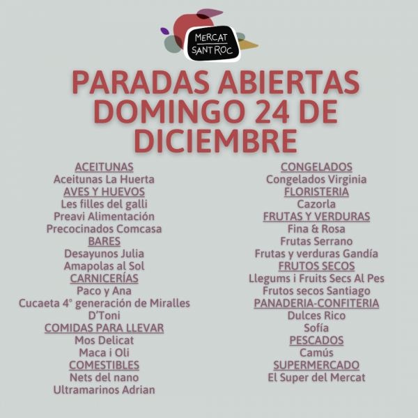 Paradas abiertas 24 de diciembre