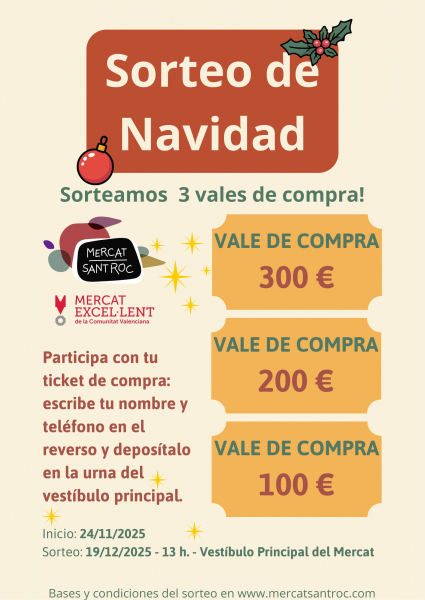 Sorteo de Navidad 2025: gana vales de compra por 300 €, 200 € y 100 €