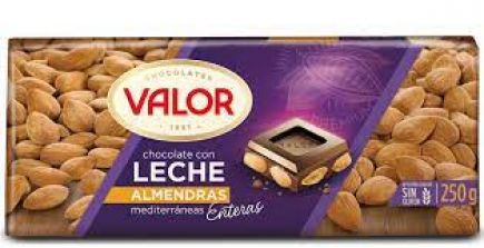 CHOCOLATE VALOR ALMENDRA CON LECHE 250G