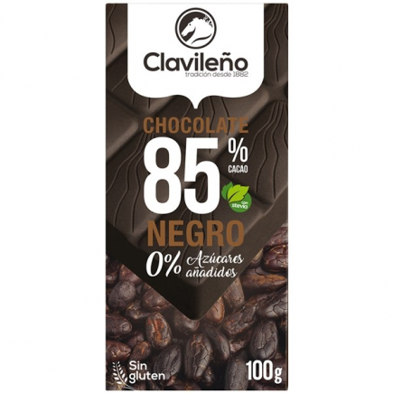 CHOC CLAVILEÑO NEG 85% CACAO/STEVIA 100G