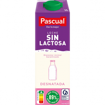 LECHE PASCUAL DESNATADA S/LACTOSA 1L