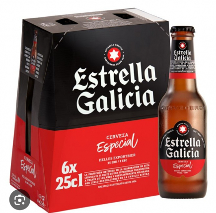 Cerveza Estrella Galicia Pack de 6 Botellines 25 cc