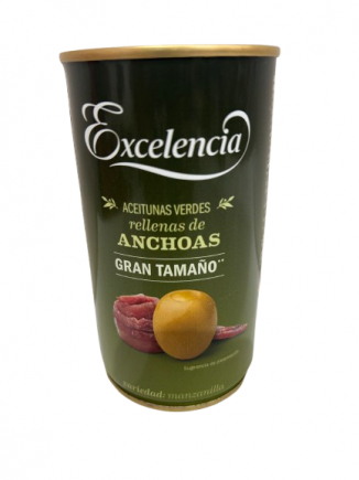ACEITUNAS EXCELENCIA RELLENAS DE ANCHOAS GRAN TAMAÑO 150gr
