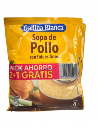GALLINA BLANCA SOPA POLLO FIDEOS 2+1U.