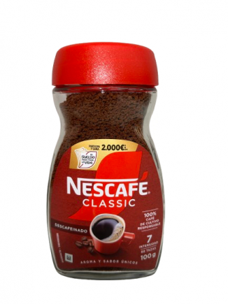 NESCAFE DESCAFEINADO 100GRS.TARRO CRISTAL