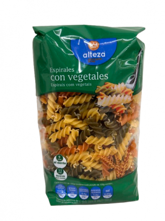 PASTA ALTEZA VEGETALES ESPIRALES 500GRS