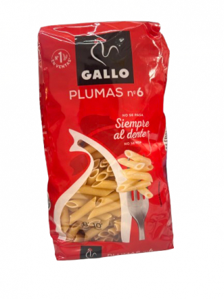 PASTA GALLO PLUMAS MACARRON  N6 