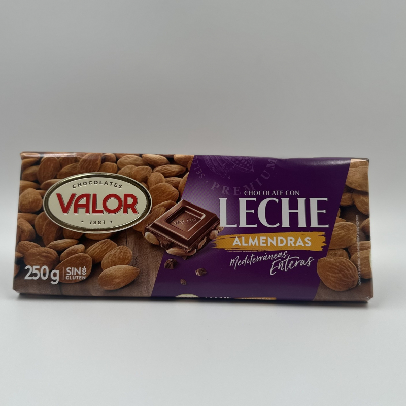 PASTILLA VALOR CHOCOLATE C/LECHE Y ALM.250G.