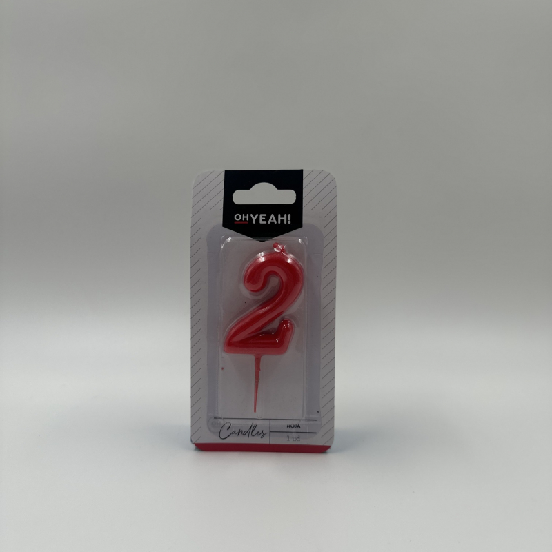 VELA Nº 2 ROJA 5CM CERA 1UD.