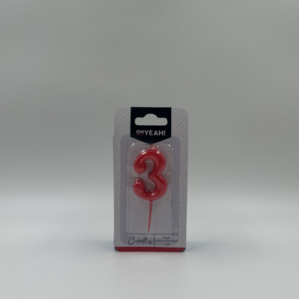 VELA Nº 3 ROJA 5CM CERA 1UD.