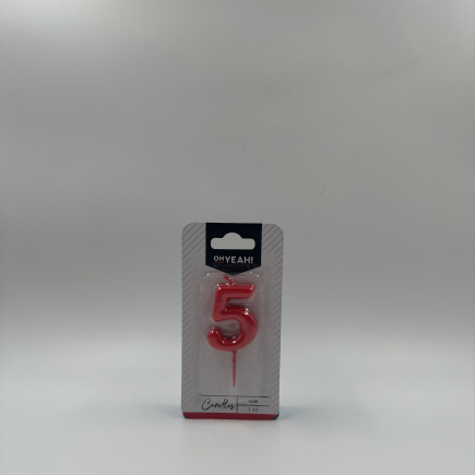 VELA Nº 5 ROJA 5CM CERA 1UD.