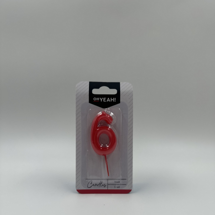 VELA Nº 6 ROJA 5CM CERA 1UD.