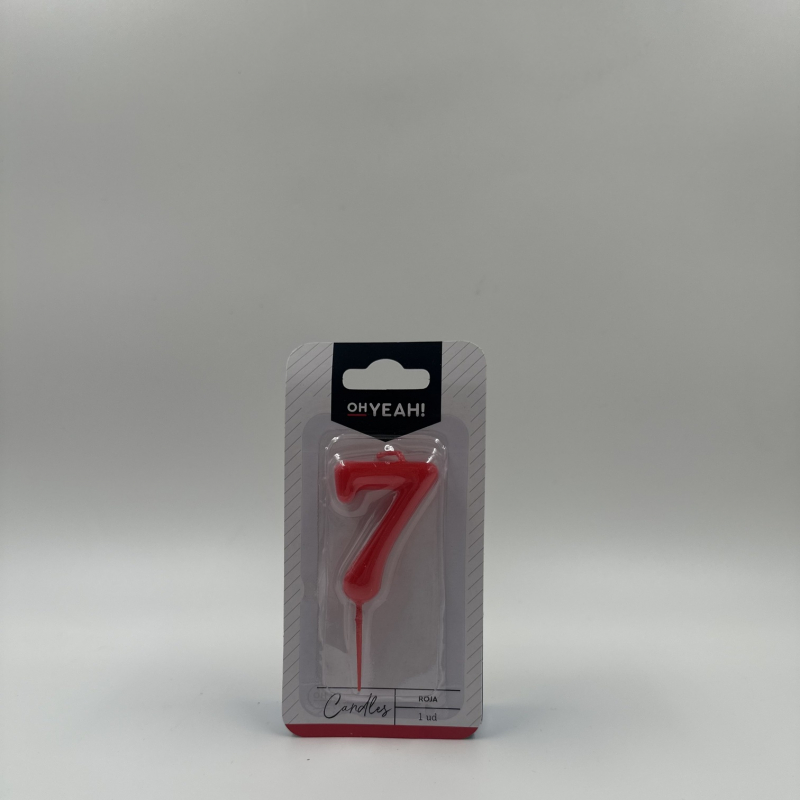 VELA Nº 7 ROJA 5CM CERA 1UD.