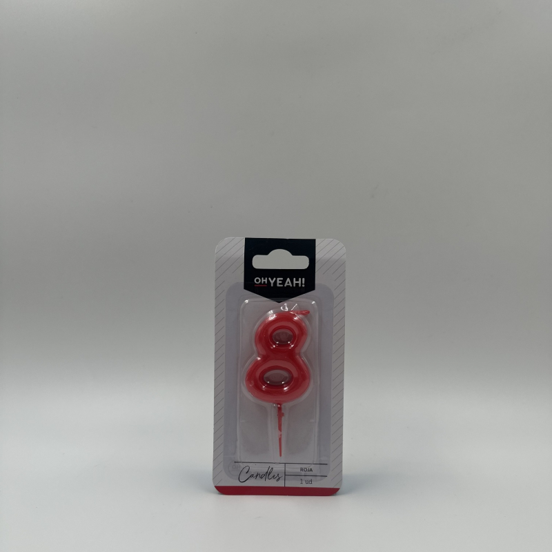 VELA Nº 8 ROJA 5CM CERA 1UD.