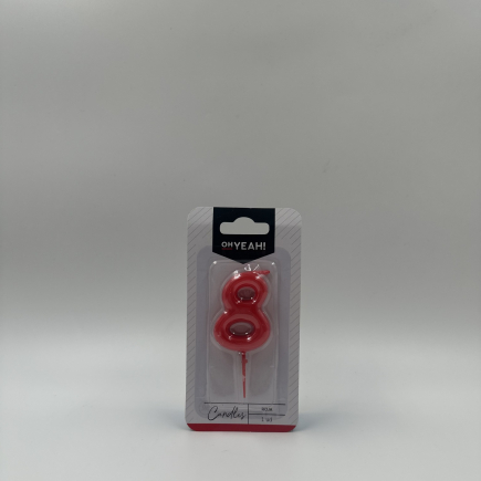 VELA Nº 8 ROJA 5CM CERA 1UD.