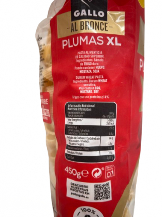 PLUMAS XL AL BRONCE 450G GALLO